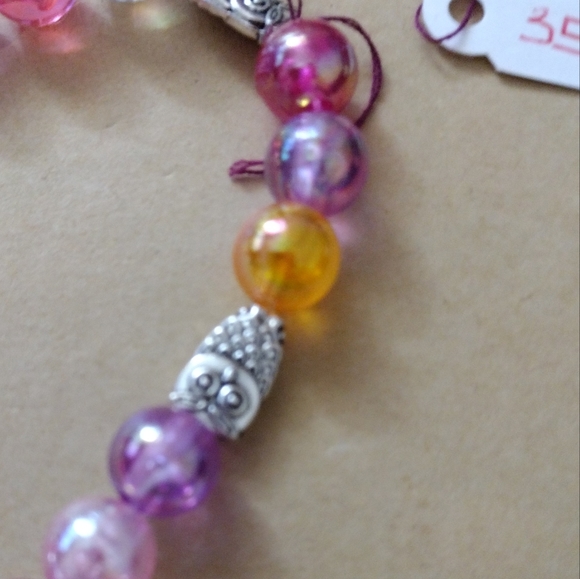 Artemis's Gems custom-made beaded bracelet with metal sun charm and owls rainbow - Picture 2 of 4